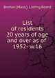 List of residents 20 years of age and over as of . 1952- w.16, Boston (Mass.). Listing Board 