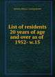 List of residents 20 years of age and over as of . 1952- w.15, Boston (Mass.). Listing Board 