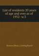 List of residents 20 years of age and over as of . 1952- w.3, Boston (Mass.). Listing Board 