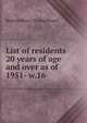 List of residents 20 years of age and over as of . 1951- w.16, Boston (Mass.). Listing Board 