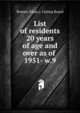List of residents 20 years of age and over as of . 1951- w.9, Boston (Mass.). Listing Board 