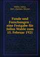 Funde und Forschungen : eine Festgabe f?r Julius Wahle zum 15. Februar 1921, Wahle, Julius, 1861-,Deetjen, Werner 