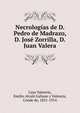 Necrologias de D. Pedro de Madrazo, D. Jose Zorrilla, D. Juan Valera, Casa Valencia, Emilio Alcal? Galiano y Valencia, Conde de, 1831-1914 