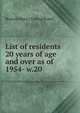 List of residents 20 years of age and over as of . 1954- w.20, Boston (Mass.). Listing Board 