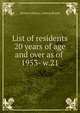 List of residents 20 years of age and over as of . 1953- w.21, Boston (Mass.). Listing Board 