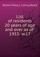 List of residents 20 years of age and over as of . 1953- w.17, Boston (Mass.). Listing Board 
