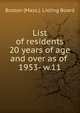 List of residents 20 years of age and over as of . 1953- w.11, Boston (Mass.). Listing Board 