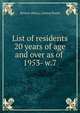 List of residents 20 years of age and over as of . 1953- w.7, Boston (Mass.). Listing Board 