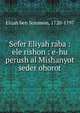 Sefer Eliyah raba : ele rishon : e-hu perush al Mishanyot seder ohorot, Elijah ben Solomon, 1720-1797 