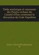 Table analytique et raisonn?e des Proc?s-verbaux du Conseil d'?tat contenant la discussion du Code Napol?on, France. Conseil d'?tat,Bousquet, M 