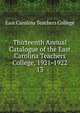 Thirteenth Annual Catalogue of the East Carolina Teachers College, 1921-1922. 13, East Carolina Teachers College 