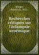 Recherches critiques sur l'?clampsie uro?mique, Wieger, Friedrich, 1821- 
