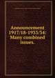 Announcement. 1917/18-1933/34: Many combined issues., Columbia University. School of Dental and Oral Surgery 