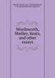 Wordsworth, Shelley, Keats, and other essays, Masson David 