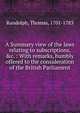 A Summary view of the laws relating to subscriptions, &c. : With remarks, humbly offered to the consideration of the British Parliament, Randolph, Thomas, 1701-1783 