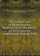 The colonial laws of Massachusetts. Reprinted from the edition of 1672, with the supplements through 1686, Massachusetts (Colony),Boston (Mass.). City Council,Whitmore, William Henry, 1836-1900 