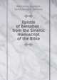 Epistle of Barnabas : from the Sinaitic manuscript of the Bible, Barnabas, Apostle, Saint,Sharpe, Samuel 