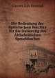 Die Bedeutung der Spruche Jesu Ben Sira fur die Datierung des Althebraischen Spruchbuches, Gasser Joh Konrad 
