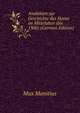Analekten zur Geschichte des Horaz im Mittelalter (bis 1300) (German Edition), Max Manitius 