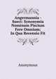 Angermannia - Sueci: Synonymia Nominum Piscium Fere Omnium; In Qua Recensio Fit, Heinrich Kretschmayr 