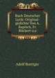 Buch Deutscher Lyrik: Original-gedichte Von A. Rapisch, Fr. Ruckert u.a, Adolf Boettger 