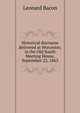 Historical discourse delivered at Worcester, in the Old South Meeting House, September 22, 1863, Leonard Bacon 