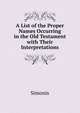 A List of the Proper Names Occurring in the Old Testament with Their Interpretations, Simonis 