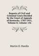 Reports of Civil and Criminal Cases Decided by the Court of Appeals of Kentucky, 1785-1951, Volume 8; volume 156, Martin D. Hardin 