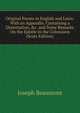Original Poems in English and Latin: With an Appendix. Containing a Dissertation, &c. and Some Remarks On the Epistle to the Colossians (Scots Edition), Joseph Beaumont 