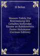 Massen-Tafeln Zur Bestimmung Des Gehaltes Stehender Baume an Rubikmetern Fester Holzmasse (German Edition), H Behm 