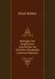 Beitrage Zur Englischen Geschichte Im Zeitalter Elisabeths (German Edition), Ernst Bekker 