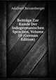 Beitrage Zur Kunde Der Indogermanischen Sprachen, Volume 10 (German Edition), Adalbert Bezzenberger 