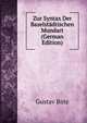 Zur Syntax Der Baselstadtischen Mundart (German Edition), Gustav Binz 