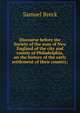 Discourse before the Society of the sons of New England of the city and county of Philadelphia, on the history of the early settlement of their country;, Samuel Breck 