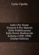 Indici Per Nome D'autore E Per Materia Delle Pubblicazioni Sulla Storia Medioevale Italiana (1890-1898) (Italian Edition), Carlo Cipolla 