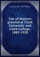 List of degrees granted at Clark University and Clark College, 1889-1920, Louis N. 1857-1937 Wilson 