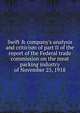 Swift & company's analysis and criticism of part II of the report of the Federal trade commission on the meat packing industry of November 25, 1918, 