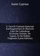 S. Caecili Cypriani Episcopi Karthaginiensis Et Martyris Libri De Catholicae Ecclesiae Unitate, De Lapsis, Et De Habitu Virginum (Latin Edition), Saint Cyprian 