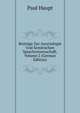 Beitrage Zur Assyriologie Und Semitischen Sprachwissenschaft, Volume 2 (German Edition), Paul Haupt 