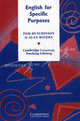 Cambridge Language Teaching English For Specific Purposes Practice Book, HutchinsonTom, Waters Alan 