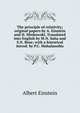 The principle of relativity; original papers by A. Einstein and H. Minkowski. Translated into English by M.N. Saha and S.N. Bose; with a historical introd. by P.C. Mahalanobis, Einstein Albert 
