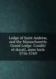 Lodge of Saint Andrew, and the Massachusetts Grand Lodge. Conditi et ducati, anno lucis 5756-5769, 