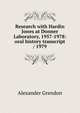 Research with Hardin Jones at Donner Laboratory, 1957-1978: oral history transcript / 1979, Alexander Grendon 