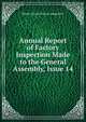 Annual Report of Factory Inspection Made to the General Assembly, Issue 14, Rhode Island. Factory Inspectors 