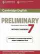 Cambridge English Preliminary 7 Student's Book without Answers: Official Examination Papers from University of Cambridge ESOL Examinations, Esol Cambridge 