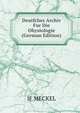 Deutfches Archiv Fur Die Ohysiologie (German Edition), JF MECKEL 