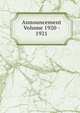 Announcement Volume 1920 - 1921, 