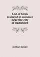 List of birds resident in summer near the city of Baltimore, Arthur Resler 