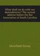 What shall we do with our dependencies? The annual address before the Bar Association of South Carolina, Moorfield Storey 