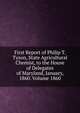 First Report of Philip T. Tyson, State Agricultural Chemist, to the House of Delegates of Maryland, January, 1860. Volume 1860, 